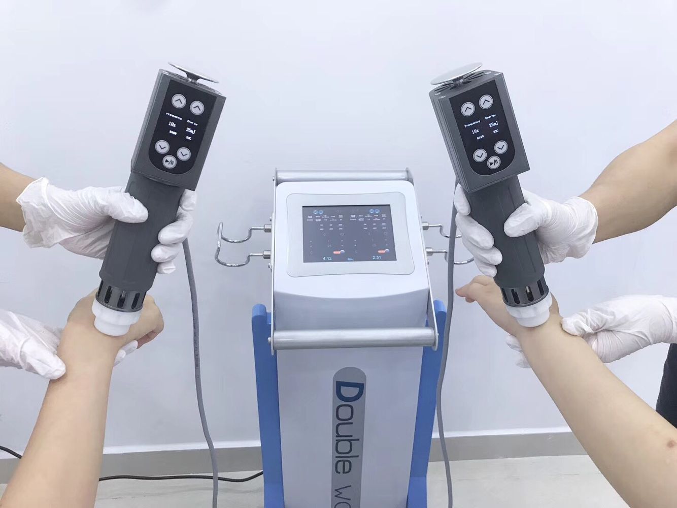 Double handle extracorporeal shockwave therapy equipment for sale